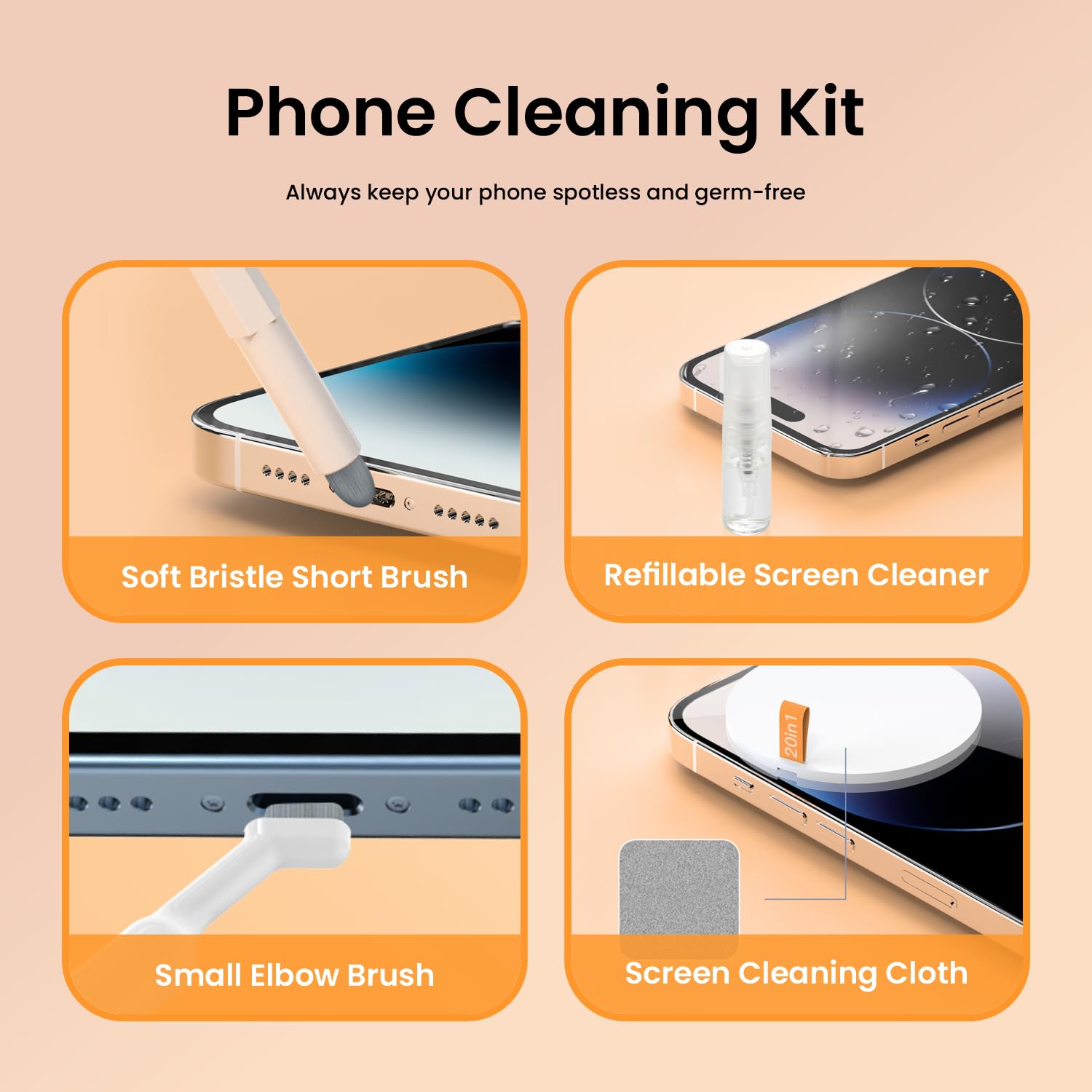 Portronics Clean G 20-in-1 Device Cleaner Kit – Sprays, Wipes & Brushes