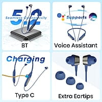 ZEBRONICS Yoga N3 with 46 Hours Backup,Bluetooth V5.2 Wireless Neckband,Enc Calling,Gaming Mode (Upto 50Ms),Voice Assistant,Dual Pairing,Splash Proof&Type C in-ear