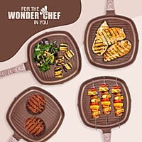 Wonderchef Duralife Die-cast Grill Pan 5 Layer Healthy Duramax Non-Stick Coating  1.5 liters, 24 cm
