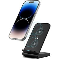 Ambrane 15W Wireless Charging Stand for iPhone 14/13/12 Series, Galaxy S23/S22/S21/S20/Note20 Series, OnePlus 9/9 Pro, Apple Watch & Other Qi Devices Powerpod