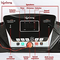 Lifelong FitPro (2.5 HP Peak) Manual Incline Motorized Treadmill for Home with 12 preset Workouts, Max Speed 12km/hr. Bluetooth Speaker
