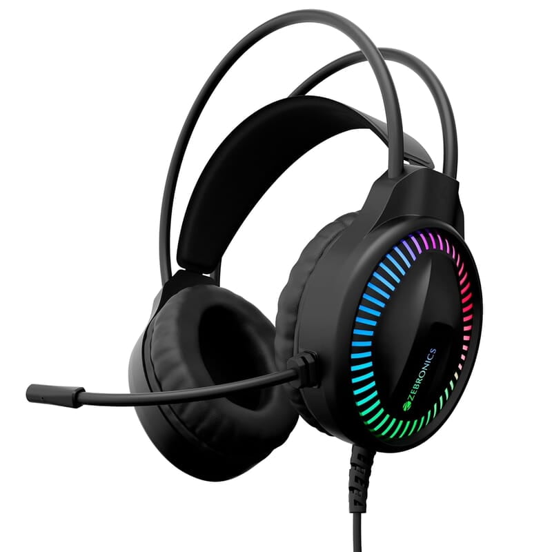 ZEBRONICS New Launch Blitz C Dolby Atmos Gaming Over Ear Headphone, 50Mm Neodymium Drivers, Padded Headband, Lightweight & Comfortable, RGB Lights, Flexible Mic, Type-C Connector,