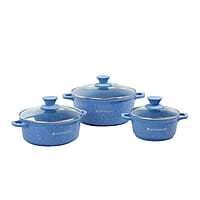 Wonderchef Granite Die-Cast Non-Stick 6-Piece Casserole Set with Lids Blue