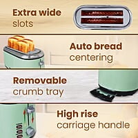 AGARO Royal 4 Slice Stainless Steel Pop Up Toaster 1450W