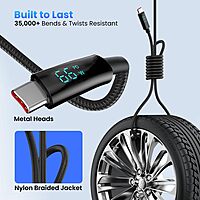 Portronics Konnect View – 66W Type-C Cable, LED Indicator, 1.2M Length, Fast Charging, Durable Design, Compatible with Laptops, Smartphones, and Tablets, Ideal for Home and Office Use.