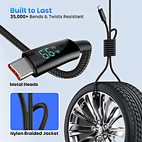 Portronics Konnect View – 66W Type-C Cable, LED Indicator, 1.2M Length, Fast Charging, Durable Design, Compatible with Laptops, Smartphones, and Tablets, Ideal for Home and Office Use.