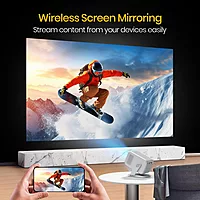 Portronics Beem 450 Smart Projector – 1080p Full HD, Grey, compact, wireless, vibrant visuals, perfect for home entertainment, presentations, and big-screen fun.
