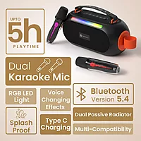 Portronics POR 2736 Apollo 20 25W Bluetooth Speaker – BT 5.4 Dual Wireless Karaoke Mic RGB Black