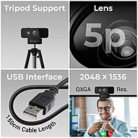 Zebronics Sharp Pro Webcam – QXGA HD Webcam with Mic, Autofocus, USB Plug & Play