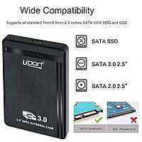 Uport USB 3.0 to 2.5-Inch SATA External Hard Drive Enclosure Case for 2.5" SATA HDD & SSD (Black)