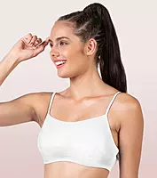 ENAMOR Moulded Double Layer Front Women's Cotton Cami Bra - Detachable Slim Straps with Back Keyhole, Non Padded, Wirefree, High Coverage A022