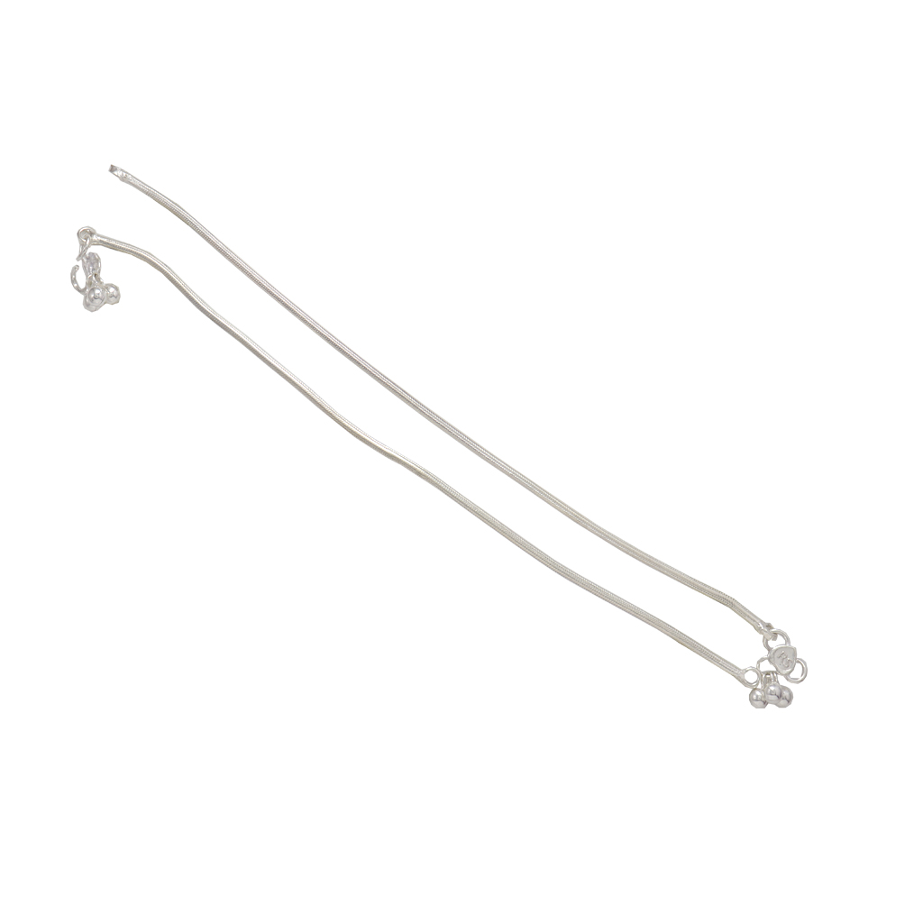 Sterling Silver Paayal Anklet | plain Design silver Kolusu for Women and Girls