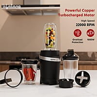 Lifelong Nutri Blender for Smoothies and Juices 100% Copper Motor- 1000 Watt with Detachable Handle 3 jars Mixer Grinder