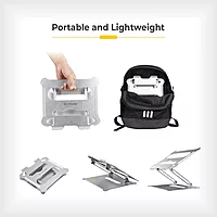 Lapcare Lapergo LSE‑444: sturdy aluminium alloy multi‑angle laptop stand supporting up to 17″ devices, ventilated hollow design, carries up to 20 kg.