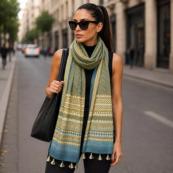 Cotton Ajrakh Print Stole #13
