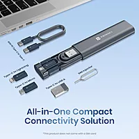 Portronics Snapcase 3 – 60W Charging Cable Kit, Blue. This versatile kit includes high-speed charging cables, perfect for powering devices quickly and efficiently. Durable and stylish design.