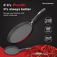 Preethi Dura Collection Non Stick Tawa, 26 cm, Gas & Induction Compatible