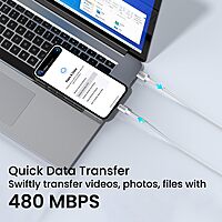 Portronics Konnect X – USB to 8-Pin Cable, 3A, 1M, White. Fast charging and data transfer, durable design, compatible with all 8-pin devices. Perfect for everyday use and travel.