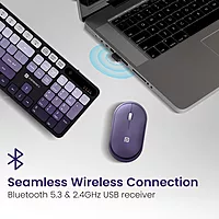 Portronics Key11 Purple Combo | BT 5.3, Type-C, Silent Keys, Ergonomic Design, Long Battery Life, Multi-Device Connectivity, Sleek Finish, Perfect for Home & Office Use, Easy to Carry.