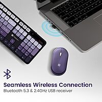 Portronics Key11 Purple Combo | BT 5.3, Type-C, Silent Keys, Ergonomic Design, Long Battery Life, Multi-Device Connectivity, Sleek Finish, Perfect for Home & Office Use, Easy to Carry.