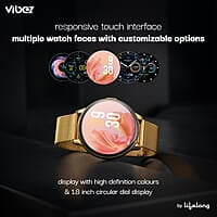 Vibez by Lifelong Premium Luxury Smartwatch for Women with Metal Strap & HD Display Gold