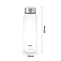 Borosil Crysto Glass Water Bottle, Fridge Bottle Set of 3, Borosilicate Glass, Extreme Temperature Resistant, For Hot & Cold Water, Milk, Lassi, Juice, Steel Lid, 750 ml, Stylish & Transparent