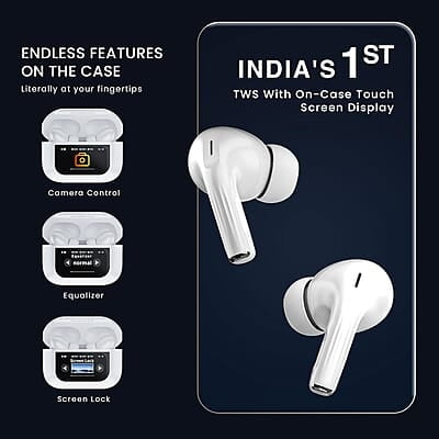 Air Pods Pro TWS Headset with Touch Display Airpods Pro TWS ANC Working / Wallpaper Change / Time Display / Charging Display ANC / ENC