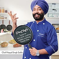 Borosil ProChef Non-Stick Deep Pan with Lid 22 cm | Gas Stove Compatible, Thick Uniform Body for Even Heating | PFOA Free, Blue Exterior, Stir Frying Pan for Eggs, Cutlets, 1 Year Warranty