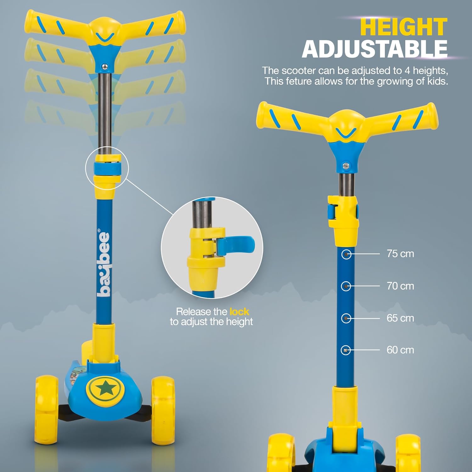 Baybee Kitty Kick Scooter for Kids, Foldable Kids Scooter- Blue Baybee Kitty Kick Scooter for Kids, Foldable Kids Scooter- Blue