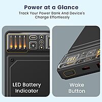 Portronics Luxcell C 10K Power Bank –  22.5W Fast Charging | Mach USB-A & Type-C PD | Black