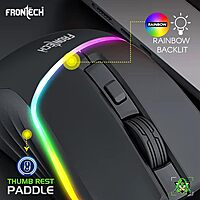 Frontech MS-0104 Wired Optical Mouse – 1000 DPI | Ergonomic Grip | Smooth Tracking | USB Plug & Play | PC & Laptop Mouse