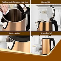 AGARO Insignia Electric Kettle, 1.8L, Double Layered Kettle, 100% Stainless Steel Inner Metallic Gold