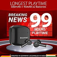 Blaupunkt Newly Launched Btw100 Xtreme Truly Wireless Bluetooth Earbuds I 99H Playtime* I Quad Mic I Crispr Enc Tech I Gaming Mode I Turbovolt Charging I Bt Version 5.3
