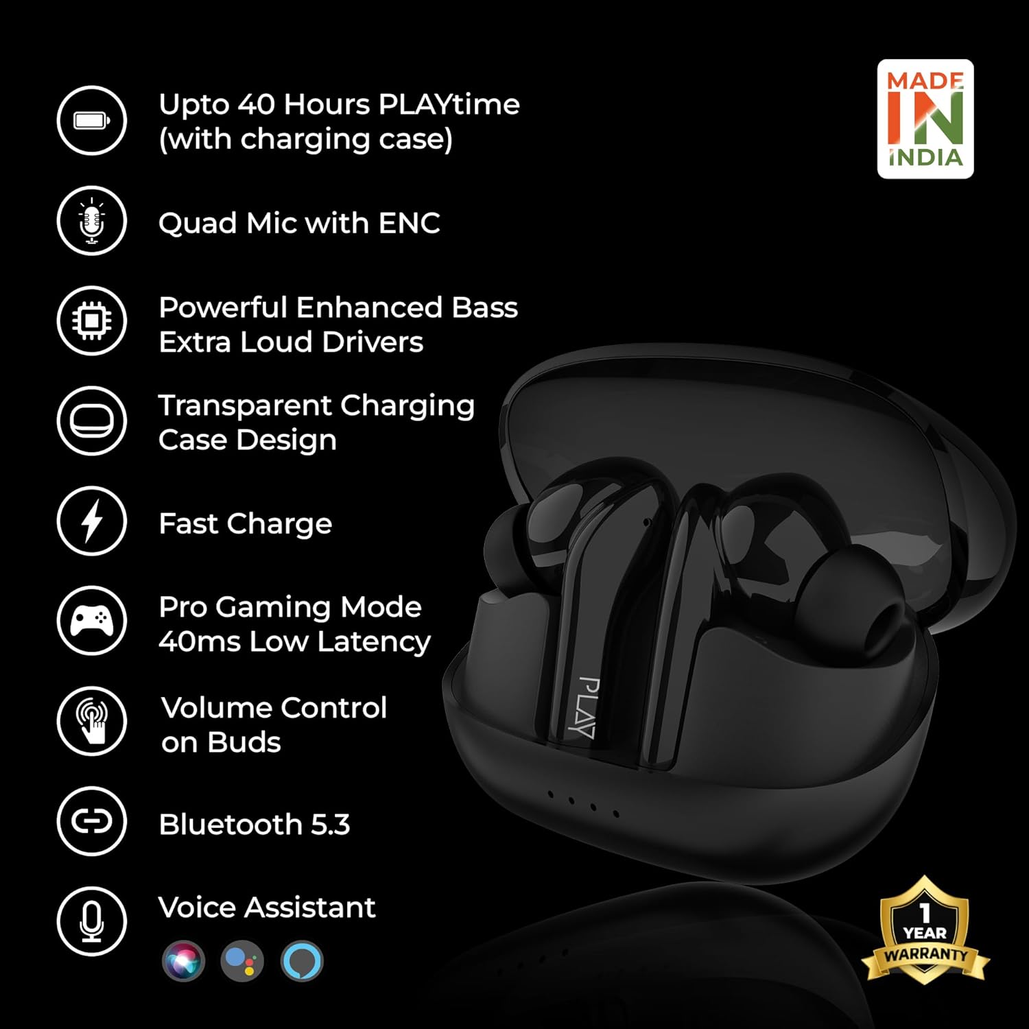 PLAY T34 - PlayGo Muze3 Wireless Buds Black