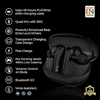 PLAY T34 - PlayGo Muze3 Wireless Buds Black PLAY T34 - PlayGo Muze3 Wireless Buds Black