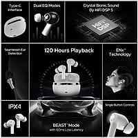 boAt Nirvana Ion TWS Earbuds with 120 HRS Playback(24hrs/Charge), Crystal Bionic Sound with Dual EQ Modes, Quad Mics ENx™ Technology, Low Latency(60ms), in Ear Detection