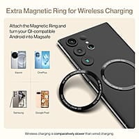 Ambrane 15W Qi-2 & Magsafe Wireless Charger with 60W Type C Cable for iPhone 15/15 Pro/15 Pro Max,iPhone 14/14 Pro/14 Pro Max,iPhone 13/12,Samsung & Other Qi-2 Device + Magnetic Ring