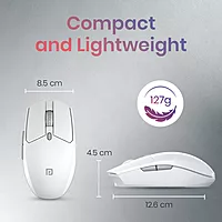 Portronics Toad 36 Wireless Mouse – 2.4GHz | Rechargeable | 6 Buttons | 1600 DPI | Ergonomic Thumb Support | Universal Compatibility | Built-in Battery | For Windows/Mac/Android/iOS | White