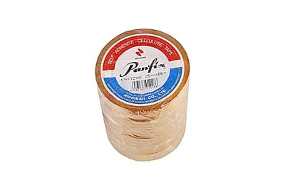 NICHIBAN PANFIX CELLULOSE TAPE TUBE OF 6 ROLLS, ECO-FRIENDLY, 25mm X 66m
