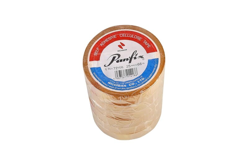 NICHIBAN PANFIX CELLULOSE TAPE TUBE OF 6 ROLLS, ECO-FRIENDLY, 25mm X 66m