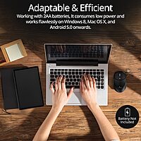 Coconut WM27 Jade Wireless Optical Mouse – Bluetooth & 2.4GHz Wireless | 1600 DPI | Ergonomic Design | Home & Office Use | Black | 1 Year Warranty