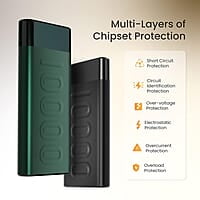 Ambrane 10000mAh Slim Power Bank, 20W Fast Charging, Dual Output, Type C PD (Input & Output), Quick Charge