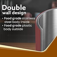 AGARO Elegant Electric Kettle, 1.8L, Double Layered Kettle, Stainless Steel Inner Body Red