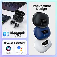 Portronics Twins 28 ANC – TWS Earbuds, 50H Playtime, Black, Active Noise Cancellation, Bluetooth 5.0, Touch Control, IPX4 Water Resistant, Deep Bass, Comfortable Fit, Perfect for Music Lovers.