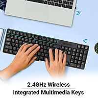 Zebronics Companion 107 Wireless Keyboard & Mouse Combo – 2.4GHz | 104 Keys | 12 Multimedia Keys | 1200 DPI Mouse | UV Printed Keycaps | Black | Home & Office Use