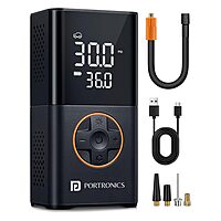 Portronics Vayu 3.0 Tyre Inflator – 150 PSI Pressure | 4000 mAh Battery | Digital Display | Pressure Detection | Air Pump Compressor for Cars, Bikes, Bicycles & Balls