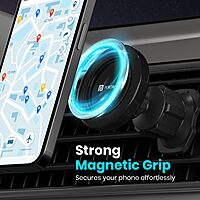 Portronics Mogun 4 – Magnetic Car Mount, AC Vent Grip, offers a secure hold for your smartphone while driving. Easy to install, it ensures hands-free navigation and calls, enhancing road safety.