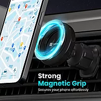 Portronics Mogun 4 Magnetic Car Phone Holder – AC Vent Mount | 360° Rotation | Strong Grip | Black