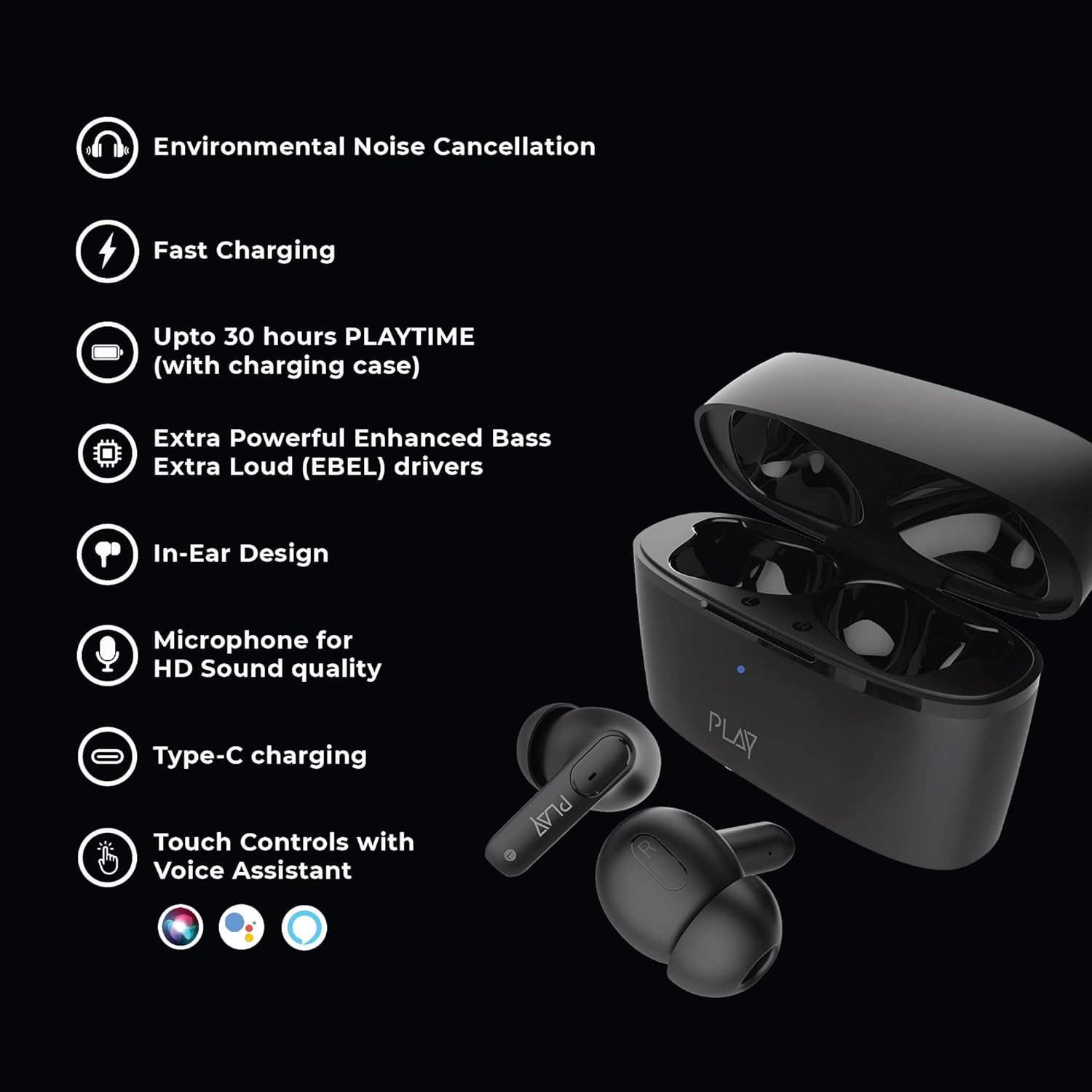 PLAY Playgo Dura Wireless Buds Graphite Black