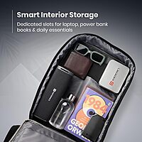 Portronics Byte 2 Backpack – 15.6 Inch Laptop Hard Shell Backpack  Black  1 Year Warranty